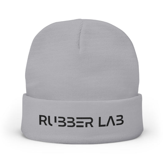 Embroidered 'RUBBER LAB' Knit Beanie — Warm Winter Hat for Tech & Lab Enthusiasts