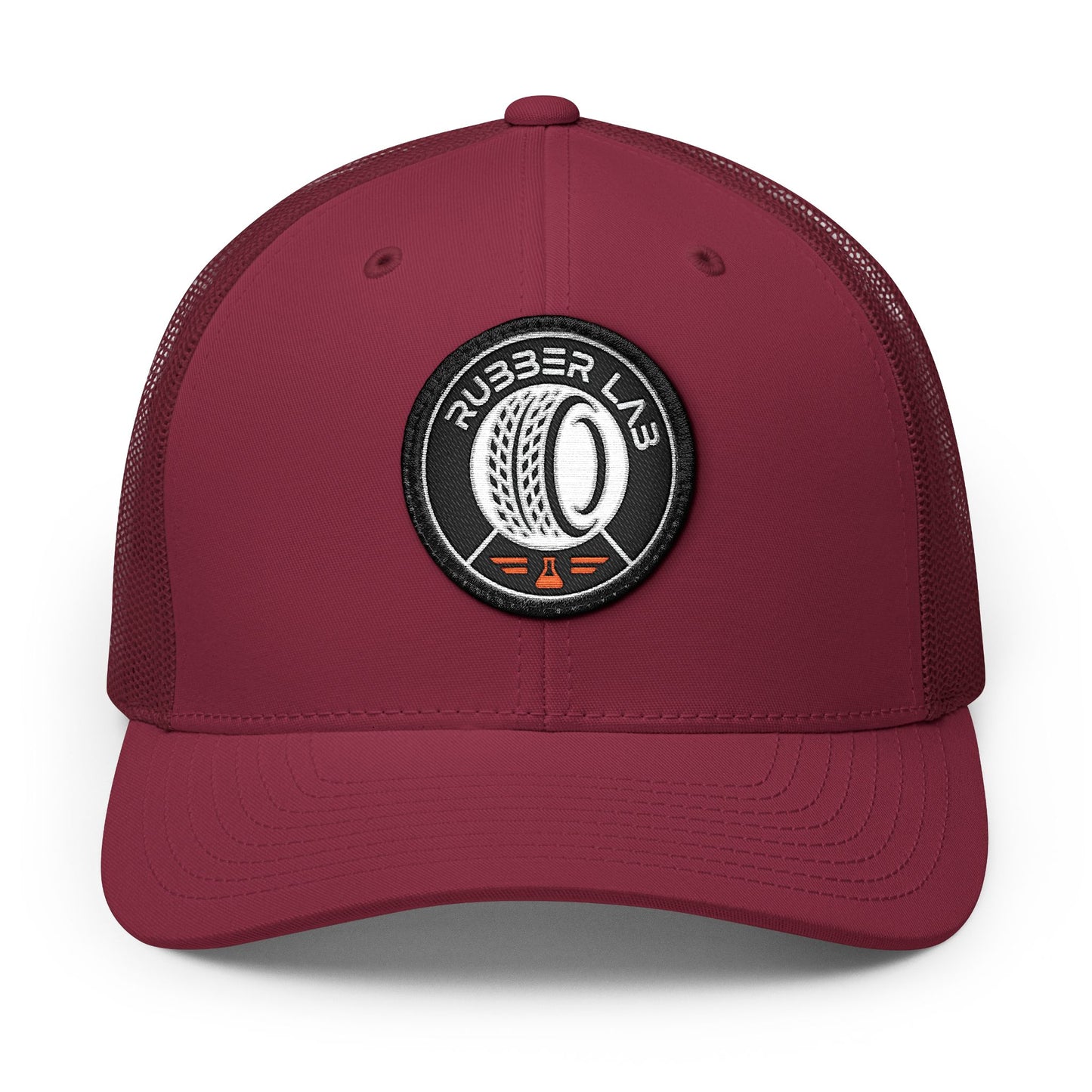 Embroidered Trucker Hat — Rubber Lab Tire Patch Snapback