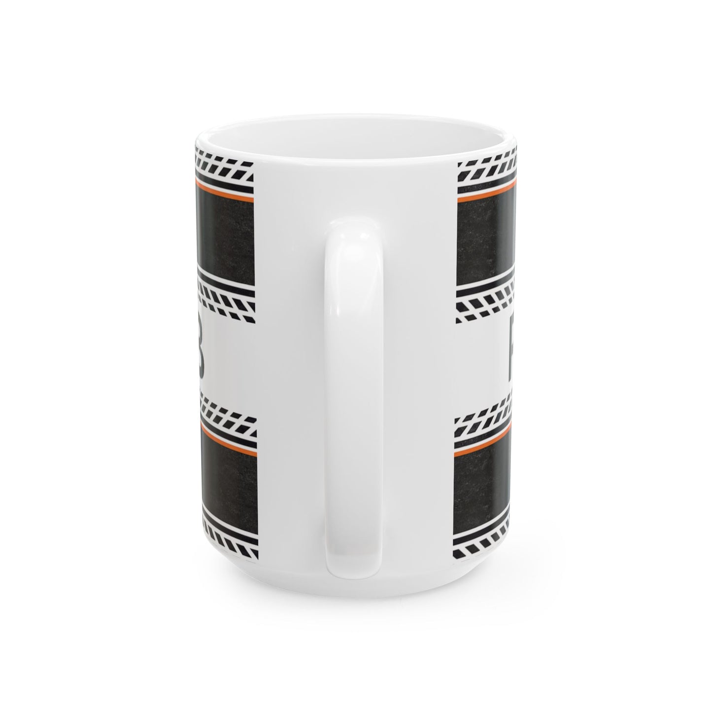 Ceramic Mug — 'BBBer Line' Tire-Track Design Coffee Cup (11oz & 15oz)