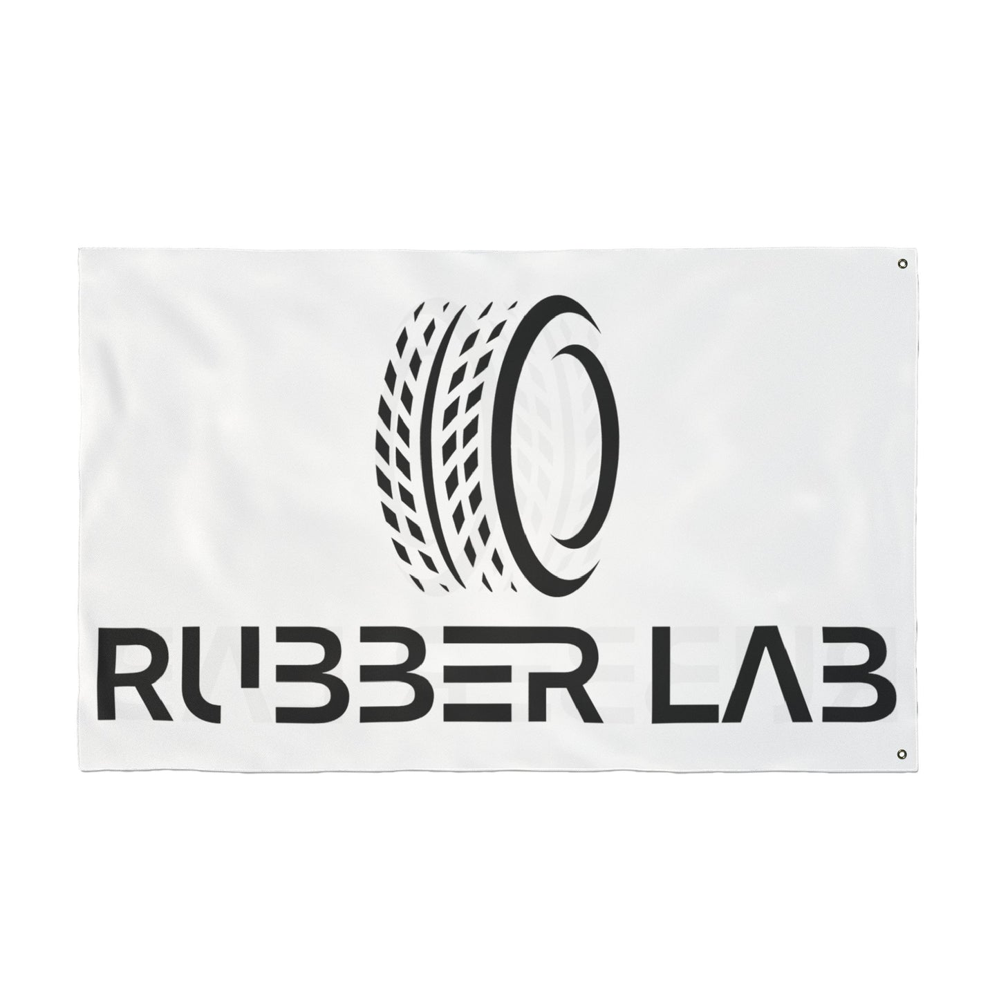 Rubber Lab Logo Flag — Double-Sided Automotive Garage Banner