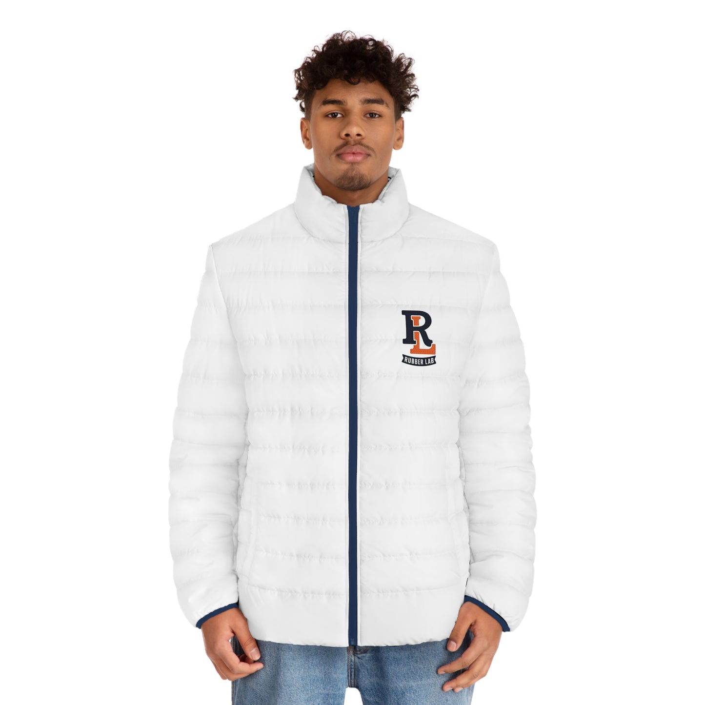 Rubber Lab Logo Puffer Jacket — Men's Lightweight Quilted Coat