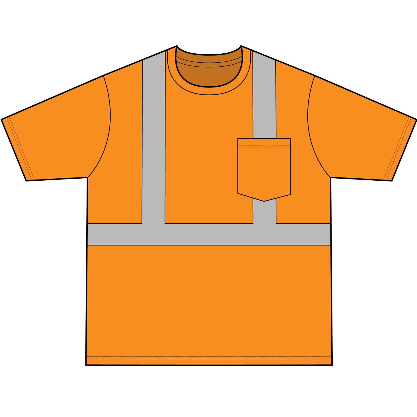 ANSI Class 2 High-Visibility Orange Safety Tee — 'Rubber Lab' Tire Logo