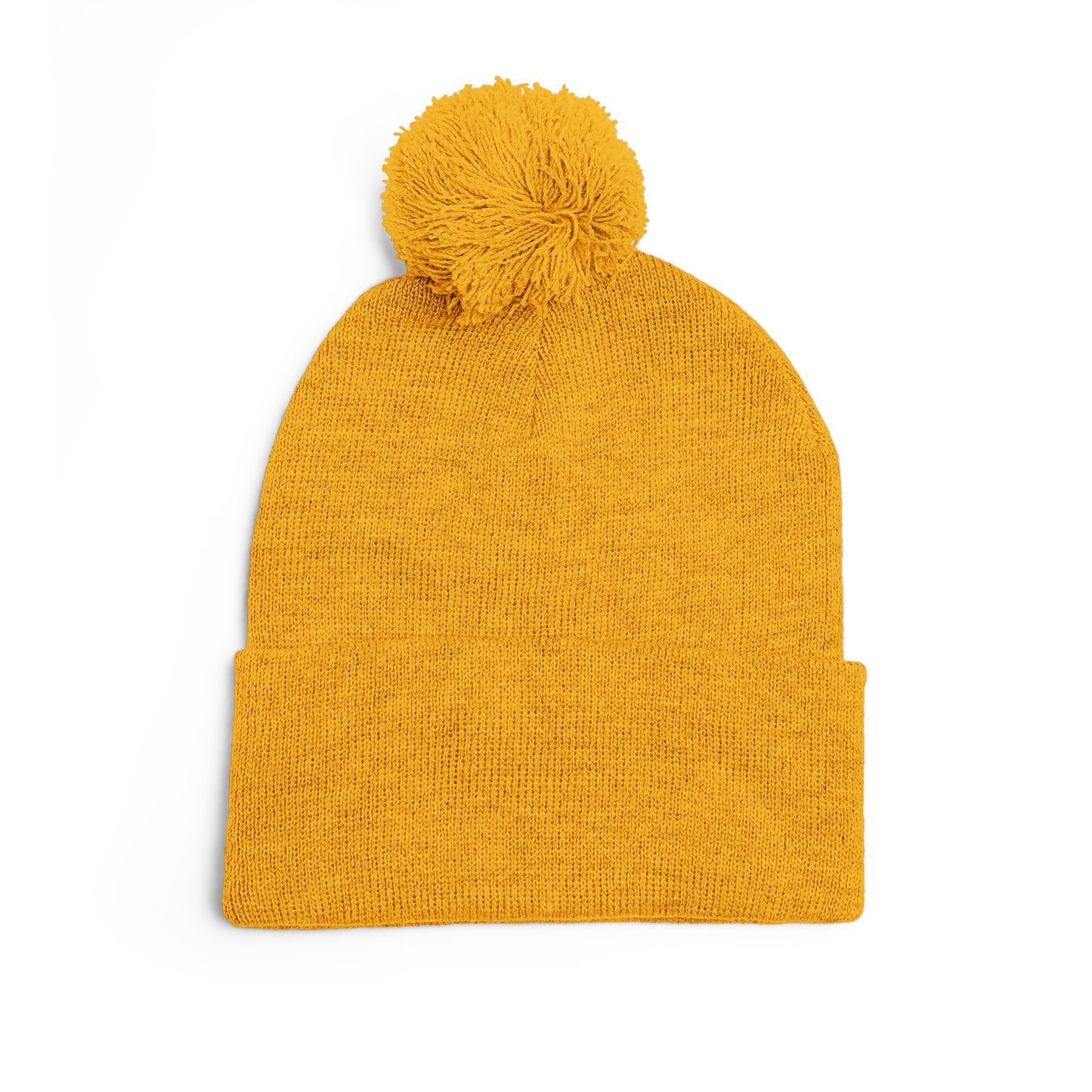 Embroidered Pom-Pom Knit Cap — Cozy Grey Beanie with 'RUBBER LAB' Logo
