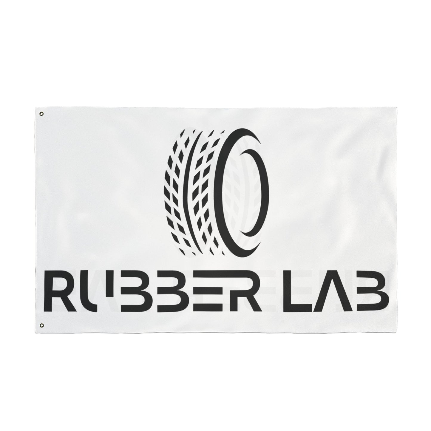 Rubber Lab Logo Flag — Double-Sided Automotive Garage Banner