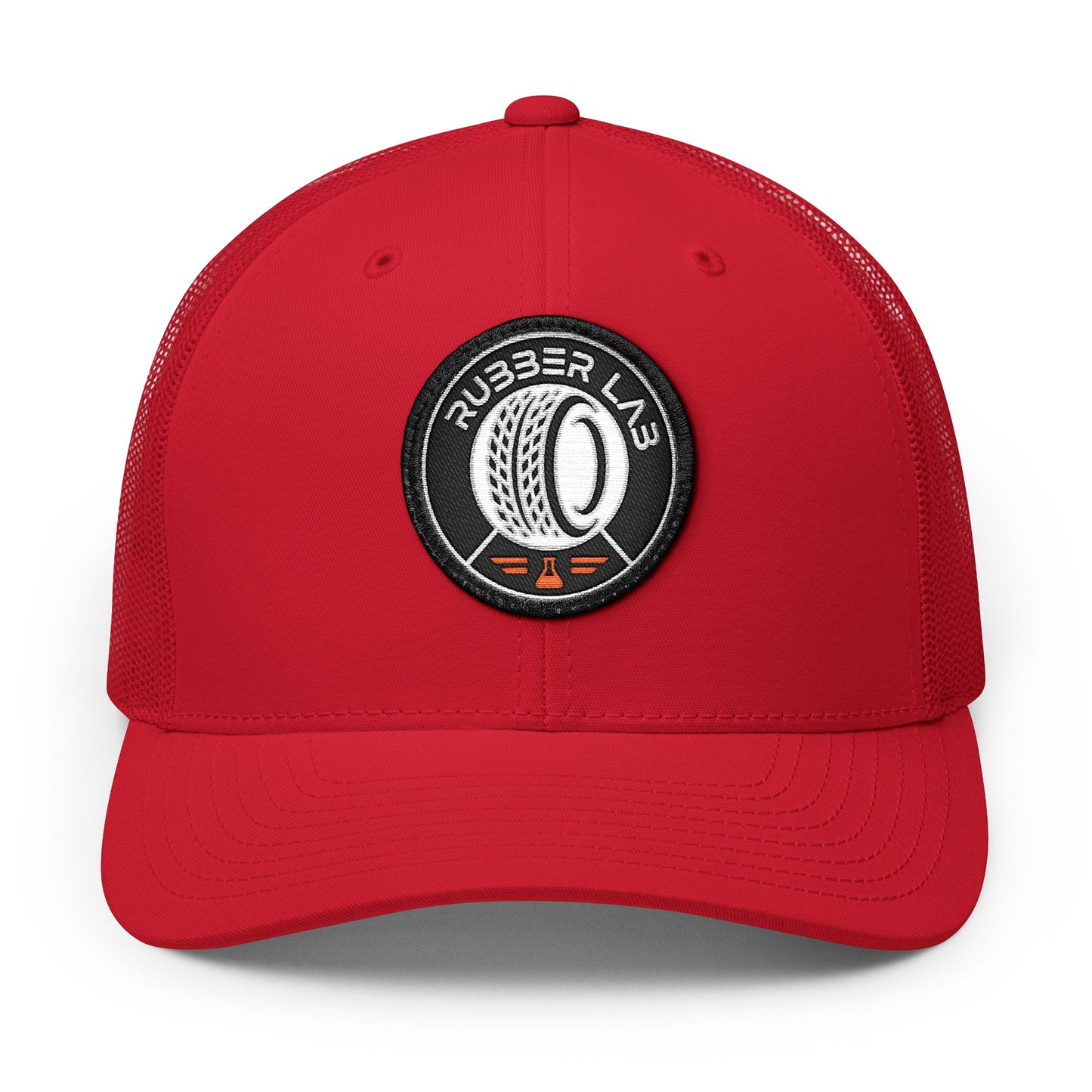 Embroidered Trucker Hat — Rubber Lab Tire Patch Snapback