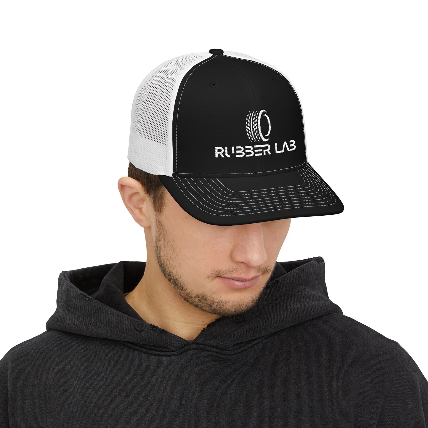 Rubber Lab Snapback Trucker Cap – Mechanic & Tire Shop Logo Hat