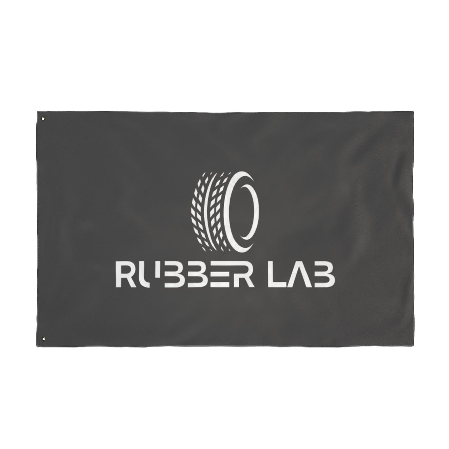 Garage Flag – Double-Sided 'Rubber Lab' Tire Logo Banner
