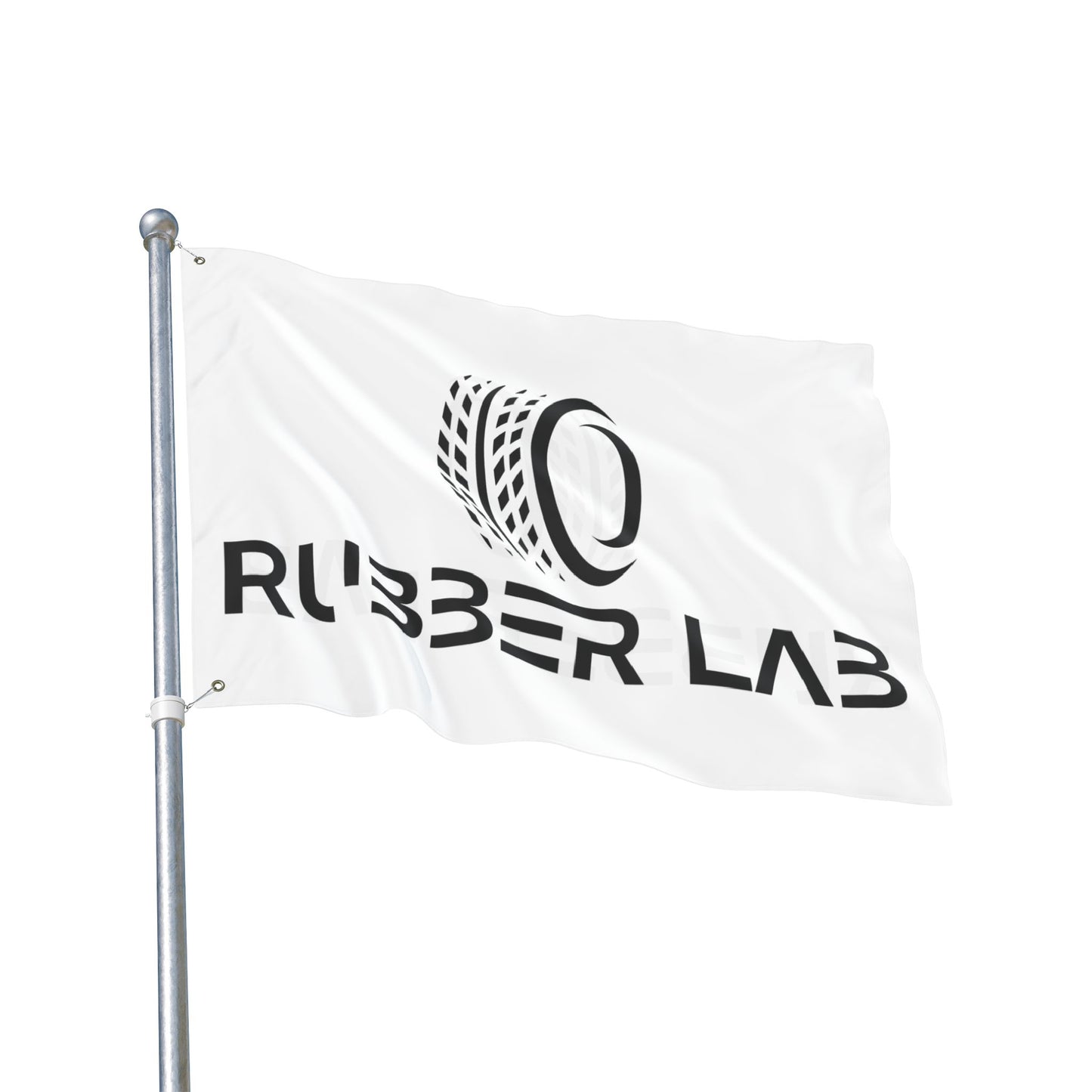 Rubber Lab Logo Flag — Double-Sided Automotive Garage Banner