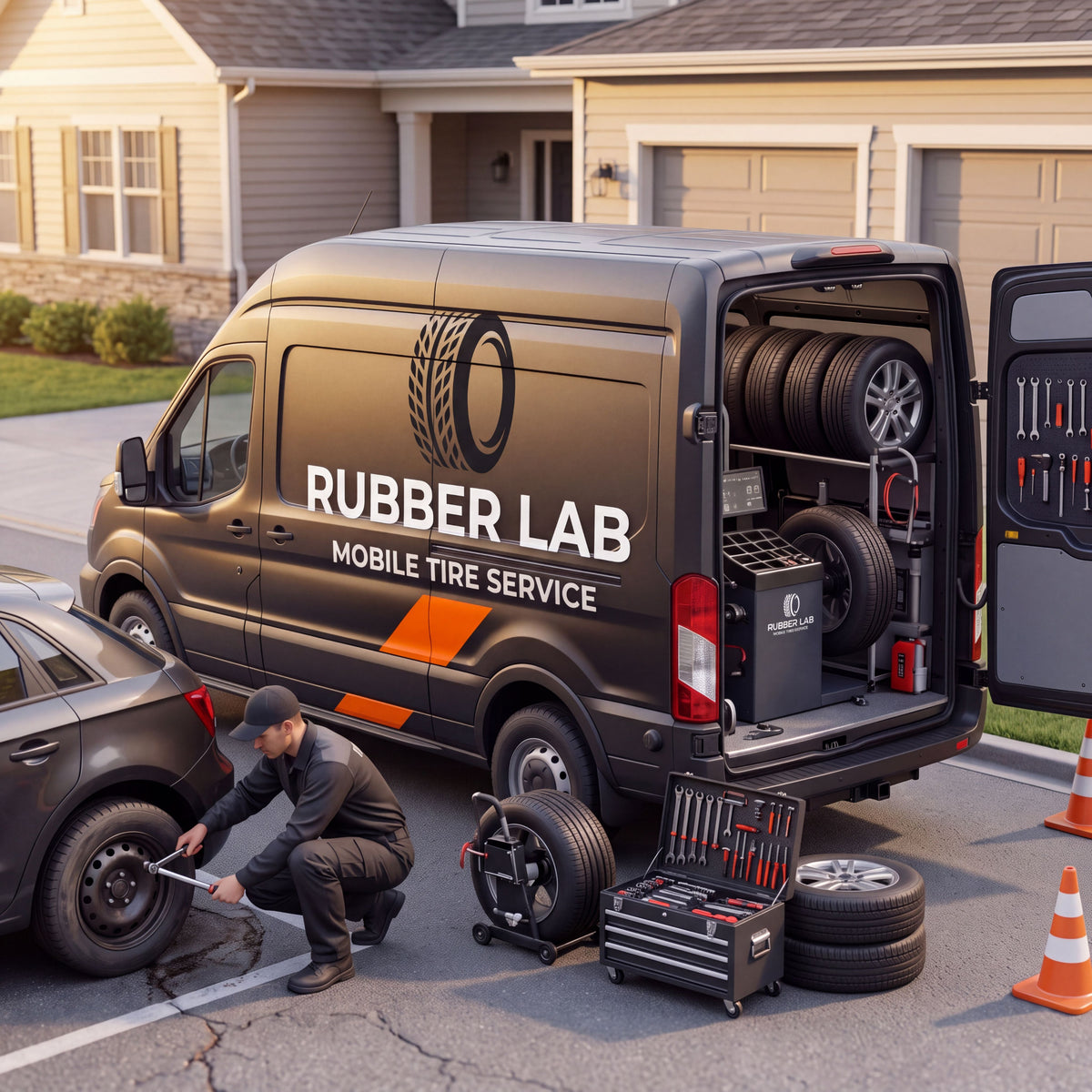 Mobile Tire Service- Single car/Small- Mid size SUV-Mount, Balance, and Torque-4 Tires
